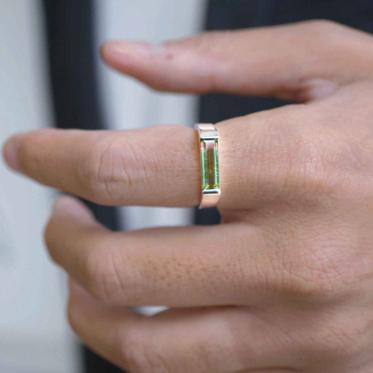 Bi-color tourmaline ring