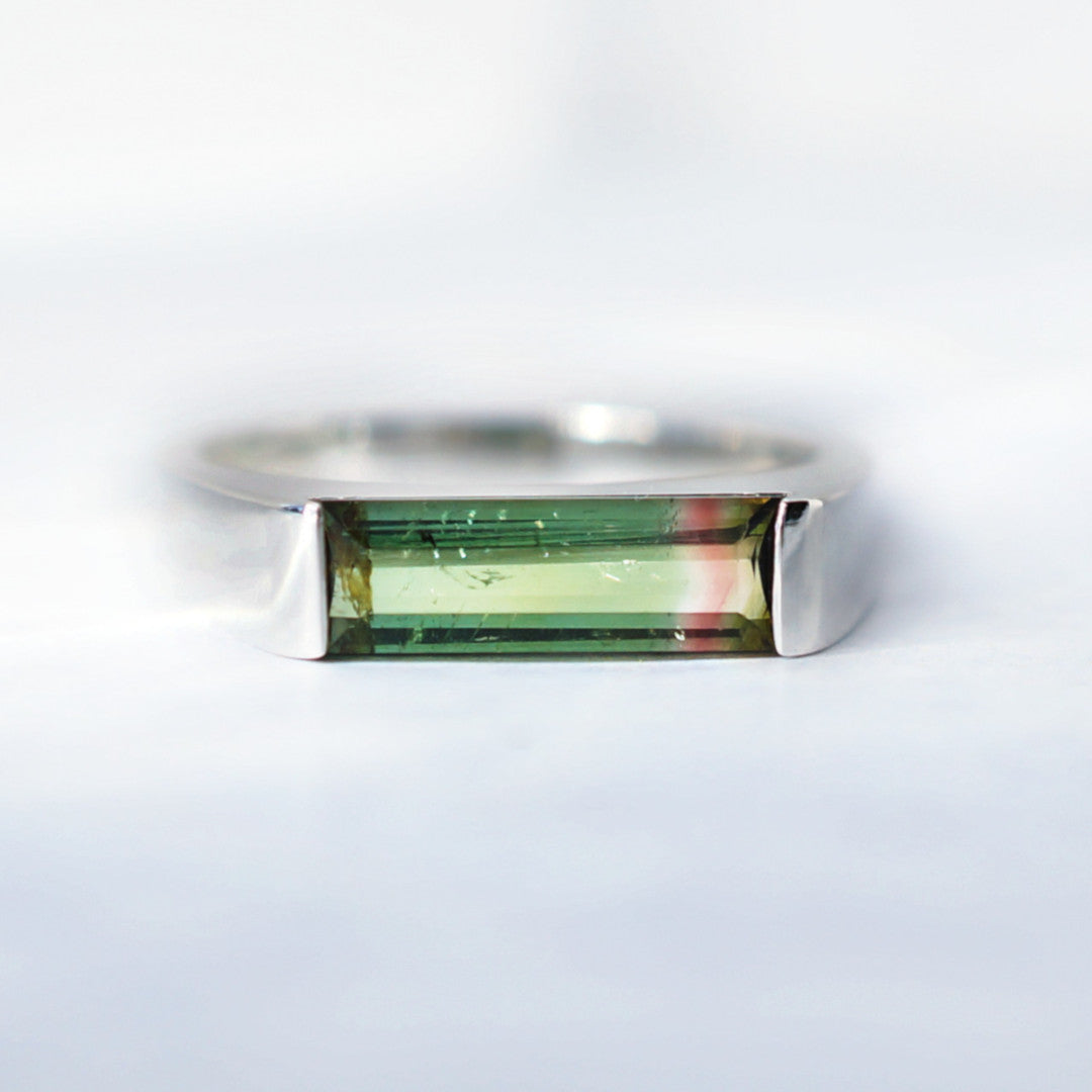Bi-color tourmaline ring