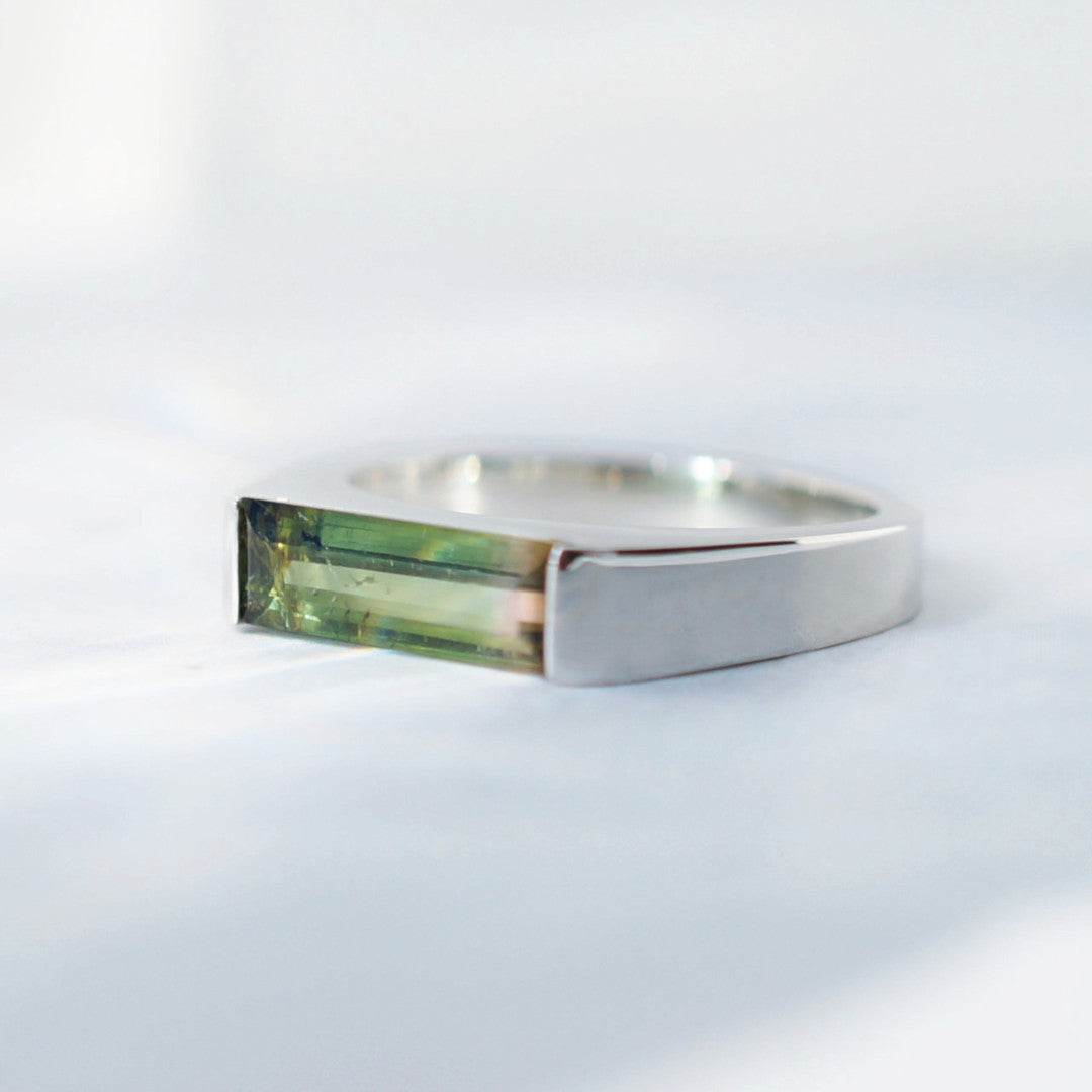 Bi-color tourmaline ring
