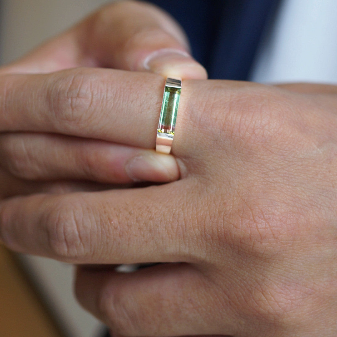 Bi-color tourmaline ring