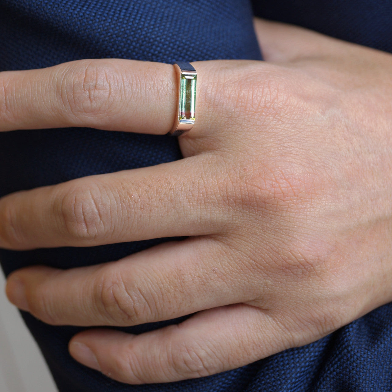 Bi-color tourmaline ring